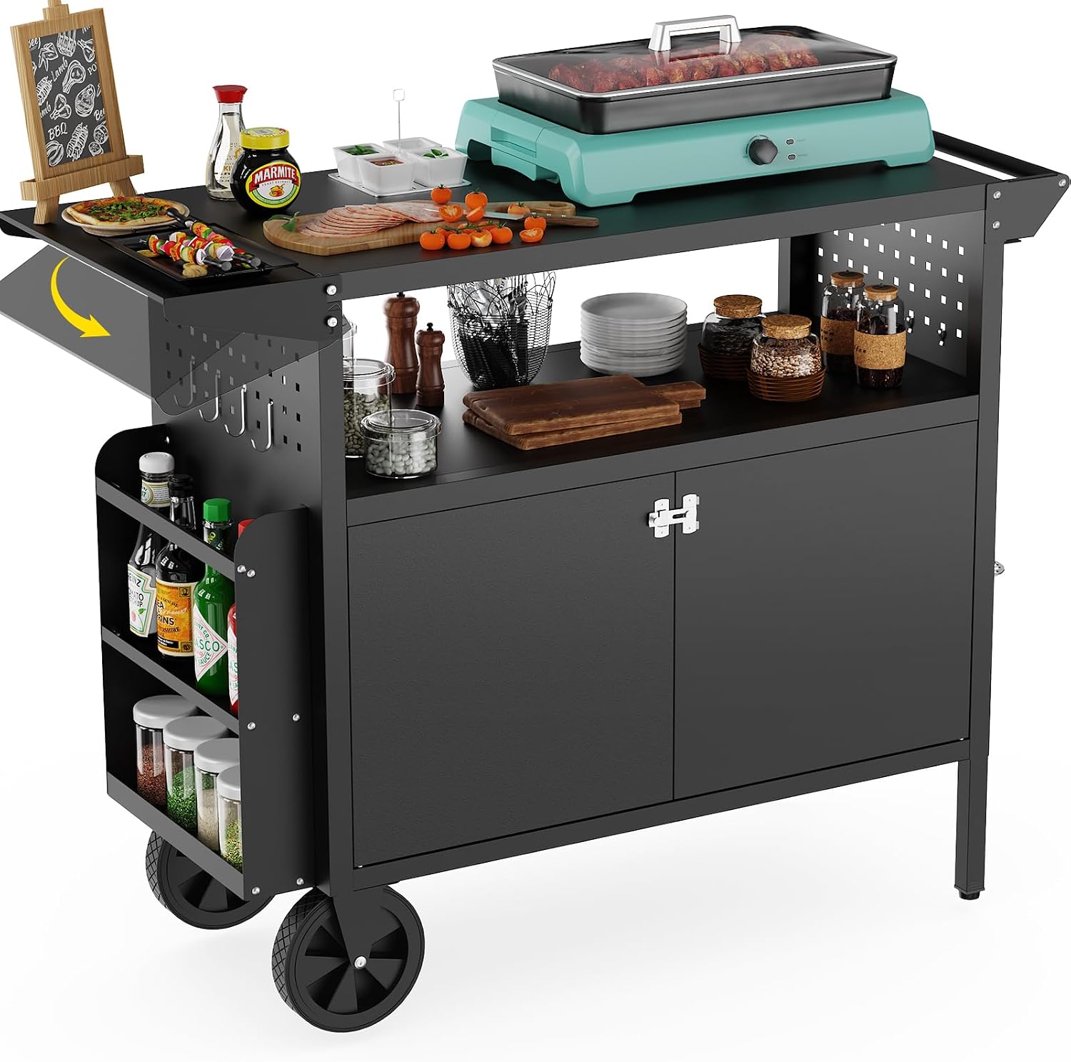 Food Storage And Preservation - Table de barbecue d'extérieur avec rangement,
