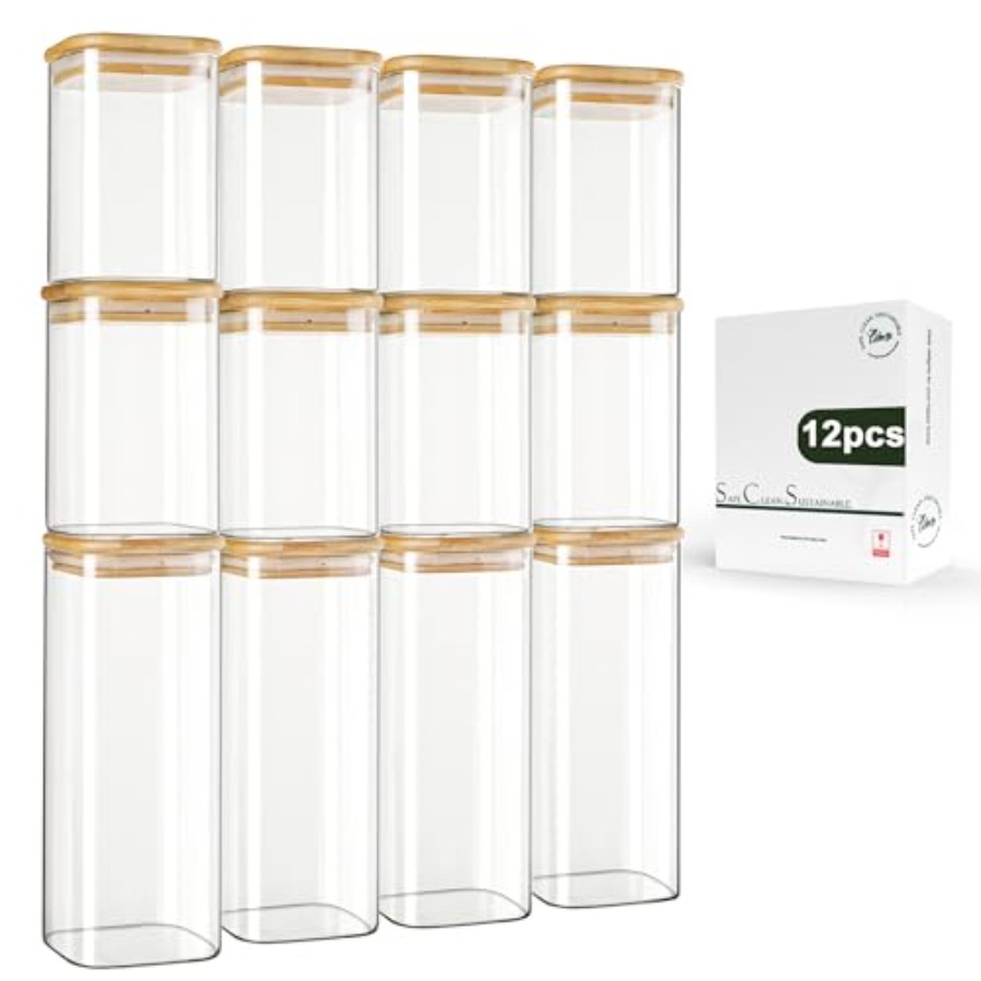 Food Storage Jar Glass - Lot de 12 bocaux de conservation