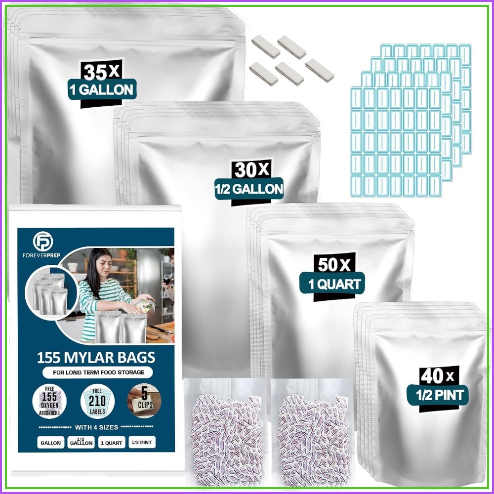 Food Storage Labels - 155 sacs en Mylar avec 155