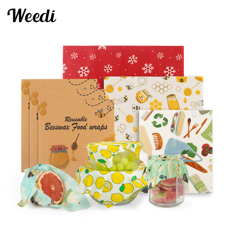 Beeswax Food Wrap - WEEDI Lot de 3 enveloppes réutilisables
