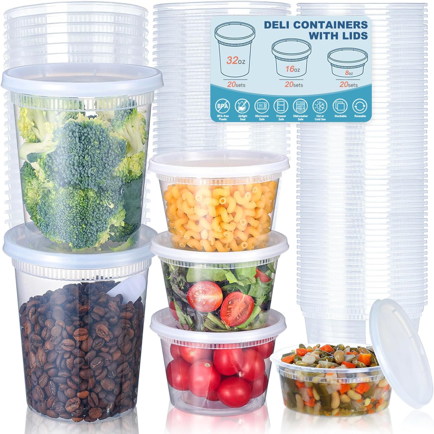 Food Storage Eco Friendly - 24 pièces conteneurs de stockage des
