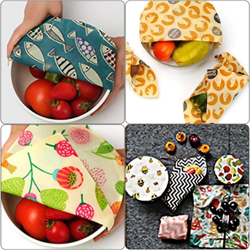 Beeswax Food Wrap - Ensemble 3 tissus cire d'abeille pour