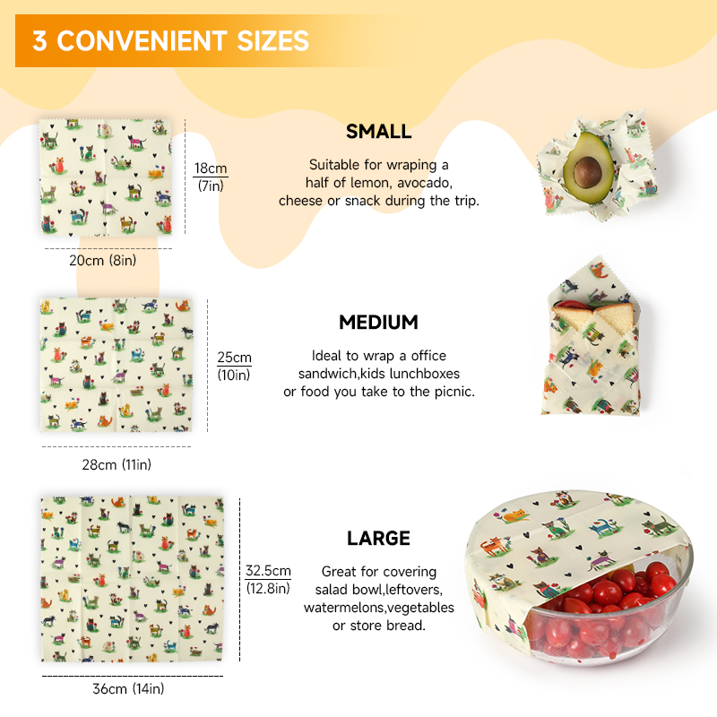 6 paquets (2S. 2M, 2L) Emballa - Beeswax Food Wrap avis et prix