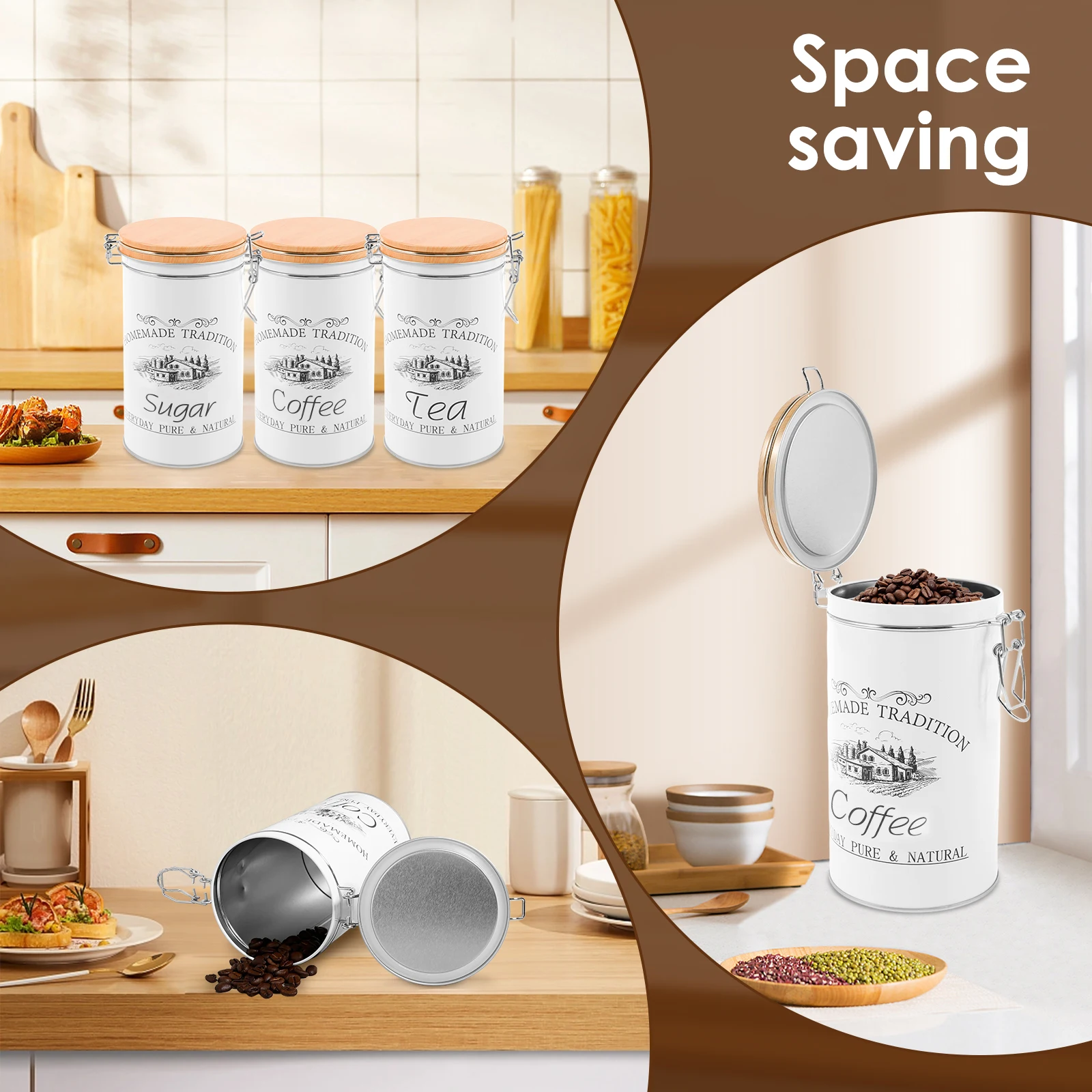 Lot de 3 boîtes à thé, café et - Food Storage Kitchen Container Set avis et prix